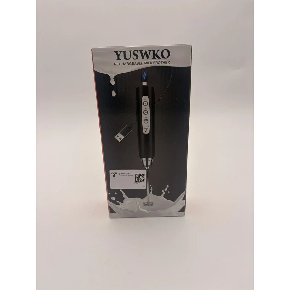 YUSWKO Rechargeable Milk Frother Handheld Electric USB‎ Coffee Whisk Black